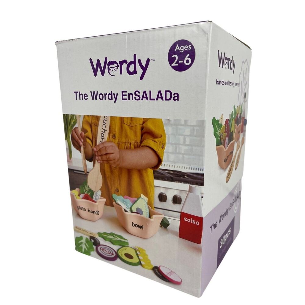 Wordy EnSalada 30 Piece English/French Word Pieces Teaching Toy Vegetables